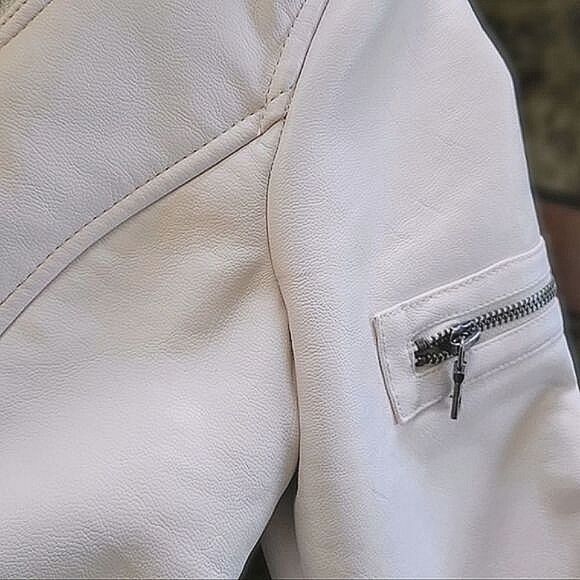 Guess ivory faux leather shearling moto jacket size S - Picture 13 of 14